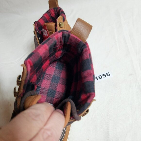 Vans Off the Wall Mens 5 Women 6.5 Brown Suede Skate Sneakers Red Black Plaid main image 8